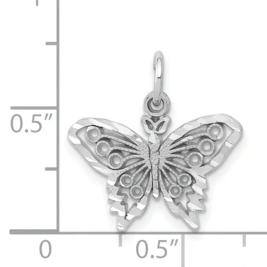 14K White Gold Butterfly Charm Pendant Insect Jewelry 18mm x 17mm {3}