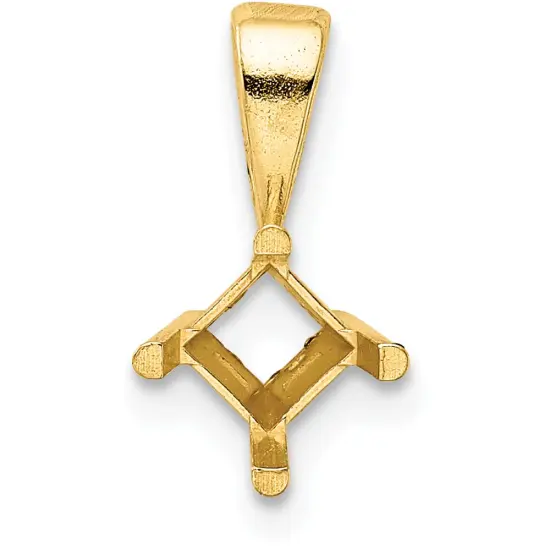 14K Gold 4 Prong Princess Pendant Setting 4mm {1}