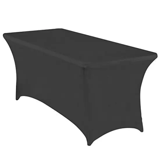 6ft Stretch Spandex Table Cover for Standard Folding Tables - Universal Rectangular Fitted Tablecloth Protector for Wedding, Banquet and Party （Black, 72 Length x 30 Width x 30 Height Inches） {3}