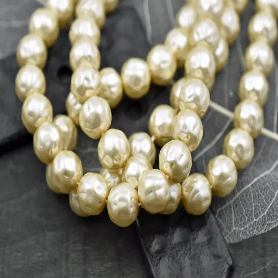 Czech Glass Cream Pearl Baroque Round Beads -- Choose Your Size {5}