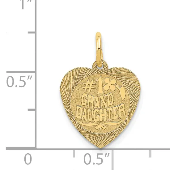 14K Yellow Gold #1 Granddaughter Heart Charm Pendant Jewerly 18mm x 14mm {5}
