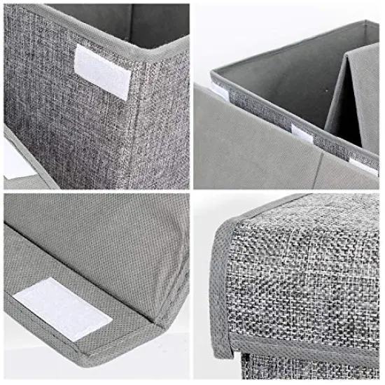 popoly Large Toy Box Chest with Lid, Collapsible Sturdy Toy Storage Organizer Boxes Bins Baskets for Kids, Boys, Girls, Nursery, Playroom, 25"x13" x16" (Linen Gray) {3}