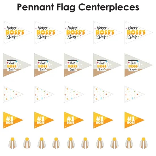 Big Dot of Happiness Happy Boss's Day - Triangle Best Boss Ever Photo Props - Pennant Flag Centerpieces - Set of 20 {7}