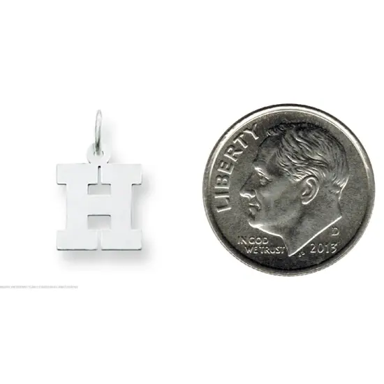 14K White Gold Small Block Intial Letter H Charm Jewerly 18mm x 10mm {2}