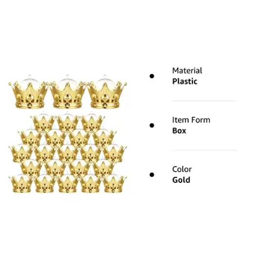 Gold Fillable Crown with Dome Party Favors Decorative Crown Candy Storage Boxes Fillable Golden Crown Candy Containers for Baby Shower Princess Birthday Party Supplies (15 Pieces) {2}
