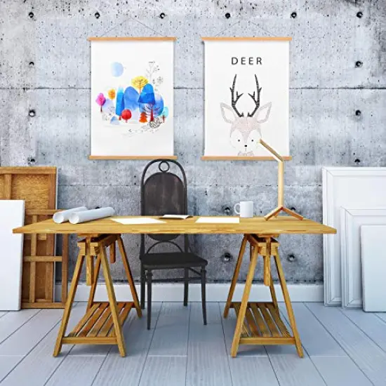 2 Pack Magnetic Poster Hanger Frame, Teak Wood Magnet Poster Frame for Posters, Prints, Photos, Pictures, Maps, Scrolls, and Canvas Artwork {5}