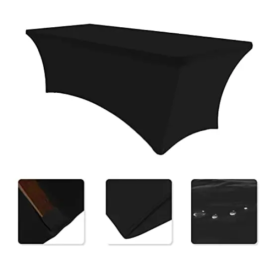 2Pack, 6FT Spandex Table Cover Fitted Rectangular Tablecloth Stretchable Fabric Lycra Tablecloth 6 ft Wrinkle-Free for Party Dj Tradeshows Banquet Weddings Cocktail, 2 Pcs {5}