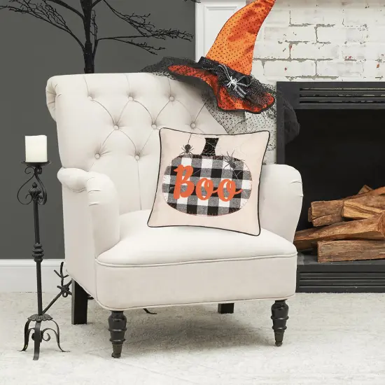 Franklin Black Boo Chain Stitch Halloween Throw Pillow, 18" x 18" {3}