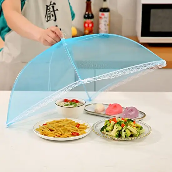 6 Pack Colored Mesh Food Cover Tents by Winknowl, Reusable and Collapsible Large 17" Pop-Up Food Net Protector Umbrella for BBQ, Picnics, Parties, Outdoor {5}