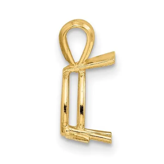 14K Gold 3 Prong Pear V-End Pendant Setting 5x3mm {2}