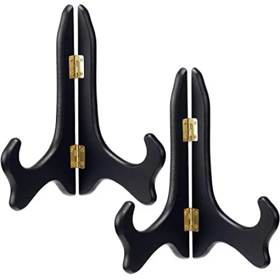 2 Packs Wooden Plate Stands for Display, Plate Holder Display Stand, Picture Frame Stand Easels, Tabletop Art Holder, Decorative Book Dish Stand {1}