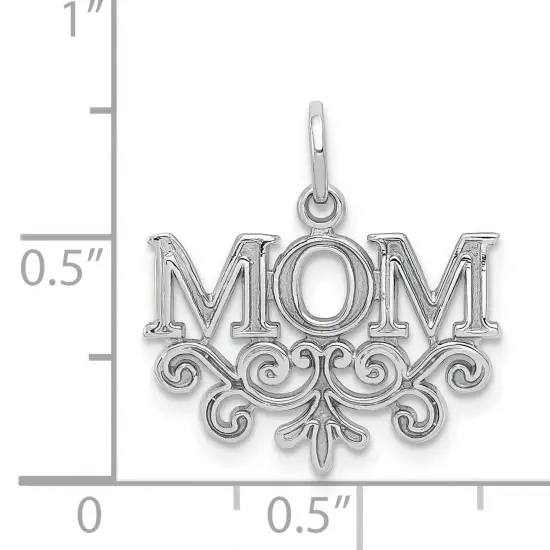 14K White Gold Mom Charm Family Mother Jewelry Pendant 20mm x 17mm {5}