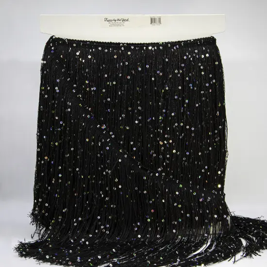 12" Starlight Hologram Sequin Chainette Fringe Trim White {3}