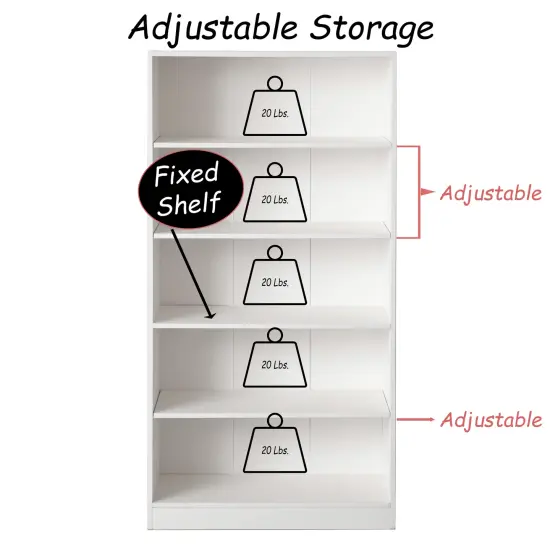 Freestanding Classic Wooden Display Bookshelf, Floor Standing Bookcase, with 5 Open Display Shelves Brown {10}