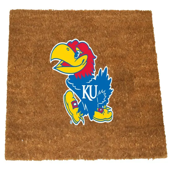 The Memory Company NCAA Kansas Jayhawks Logo Rectangular Coir Door Mat 29.5" x 19.5" Brown {1}