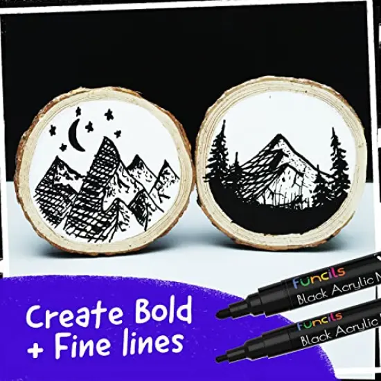 5-Piece Acrylic Black Paint Pen Set Fine Tip Thin Point and Jumbo Pens (1mm, 3mm, 6mm, 10mm, 15mm) Black Paint Markers for Plastic, Canvas, Wood, Rock, Fabric, Tire, Metal, and Glass {5}