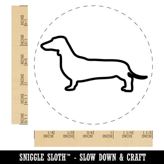 Smooth Haired Dachshund Dog Outline Self-Inking Rubber Stamp for Stamping Crafting Planners Blue {1}