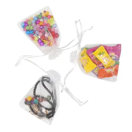 50Pcs White Organza Bags 3x4 Inch, Sheer Wedding Party Favor Bags with Drawstring, Jewelry Gift Bags Christmas Candy Pouches {5}