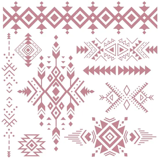 Decor Stamp - Tribal Prints 12"x12" sheet size, total 9 pcs {1}