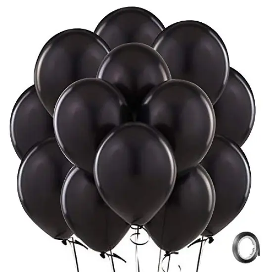 100 Pack 12 Inch Black Latex Balloons - Round Helium Balloons for Black Themed Wedding, Graduation, Anniversary, and Birthday Party Backdrop Decorations {2}