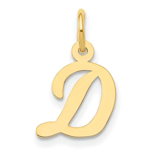 14K Yellow Gold Small Script Initial Letter D Charm Jewerly 17mm x 11mm {1}