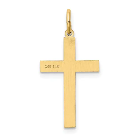 14K Gold Laser Designed Cross Charm Pendant Jewelry 27 x 13 mm {3}