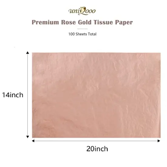 100 Sheets 20X14 Premium Metallic Rose Gold Tissue Gift Wrap Paper Bulk, Great for Gift Bag, Recyclable Gift Wrapping Accessory, Perfect for Small Gift bags, Pinata, Wedding, Party, Cutout {4}