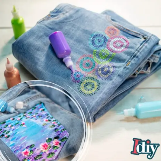 DIY Fabric Paints - 8 Glitter Colors, 1 oz Bottles, Ultra Bright 3D Paint for T-Shirts and Clothing, Non-Toxic, Water-Based, Washable, Permanent, Ideal for Classroom, Kids' Birthday Parties, and Summer Camps {4}