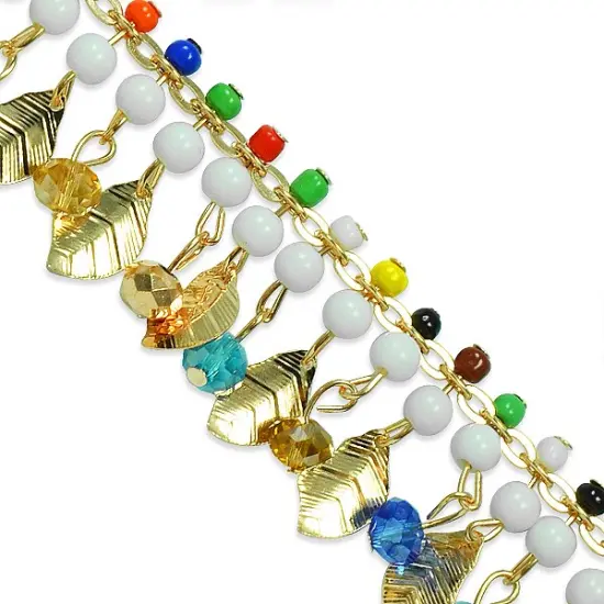 Phaedra Leaf Beaded Chain Trim {1}