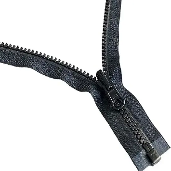 YKK&reg; - Vislon Ski & Sport Jacket Zipper Reversible Slider YKK&reg; #5 Molded Plastic Separating - Color Black Custom Length (30 Inches) Made in USA {1}