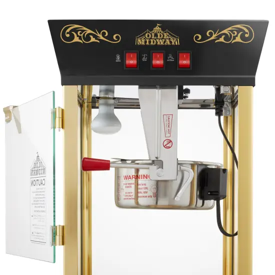 Olde Midway Movie Theater-Style Popcorn Machine Maker with Cart and 8-Ounce Kettle, Vintage-Style Popper on Wheels {4}