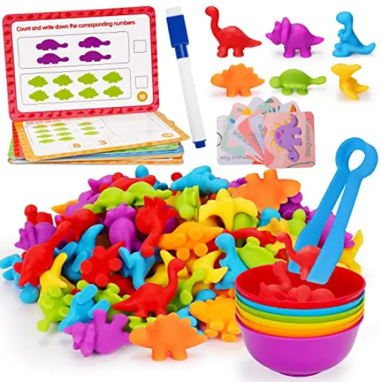 Toys Matching Games for Kids with Sorting Bowls Toddler Learning Activities Manipulatives Preschool Must Have Counters Montessori Fine Motor Skills Toys Age 2 3 4 5 Years (102 PCS) {3}