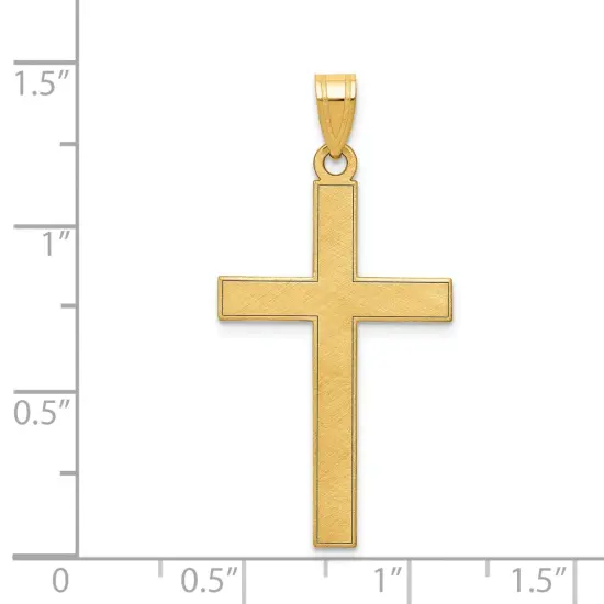 14K Yellow Gold Cross Pendant Charm Religious Jewelry 36 X 18mm {4}