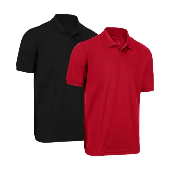 Radyan&reg; Best Polo Performance Ultra Soft Plain Short Sleeve T-Shirts Black & red {1}
