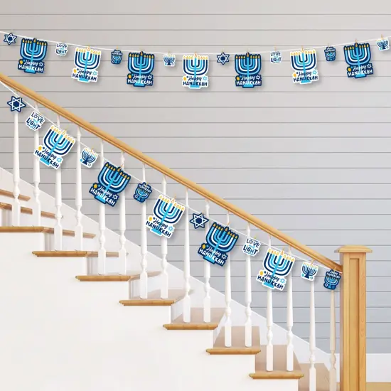 Big Dot of Happiness Hanukkah Menorah - Chanukah Holiday Party DIY Decorations - Clothespin Garland Banner - 44 Pieces {3}