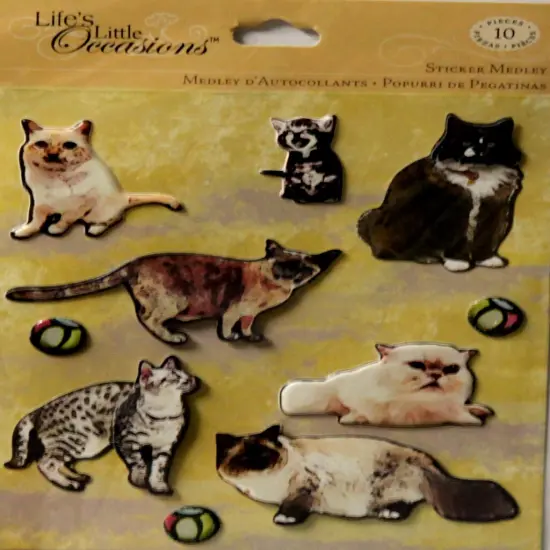 K & Company Life's Little Occasions Variety Of Cats Dimensional Sticker Medley {1}