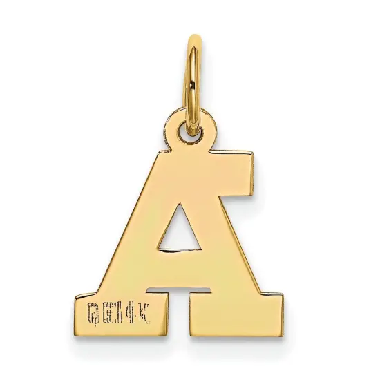14K Yellow Gold Small Block Intial Letter A Charm Jewerly 18mm x 12mm {4}