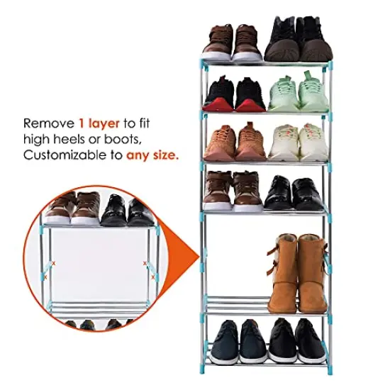 4-Tier Stackable Small Shoe Rack, Lightweight Shoe Shelf Storage Organizer for Entryway, Hallway and Closet (blue) {4}