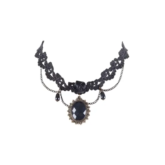 Black Jewel & Lace Halloween Choker {1}