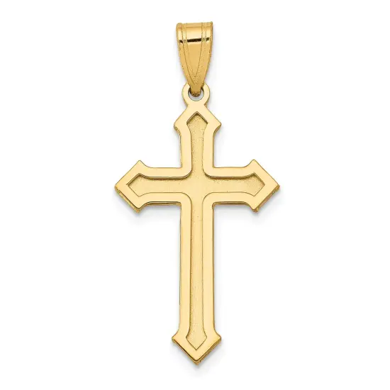 14K Yellow Gold Cross Pendant Charm Religious New 30mm Jewerly 30mm x 15mm {1}