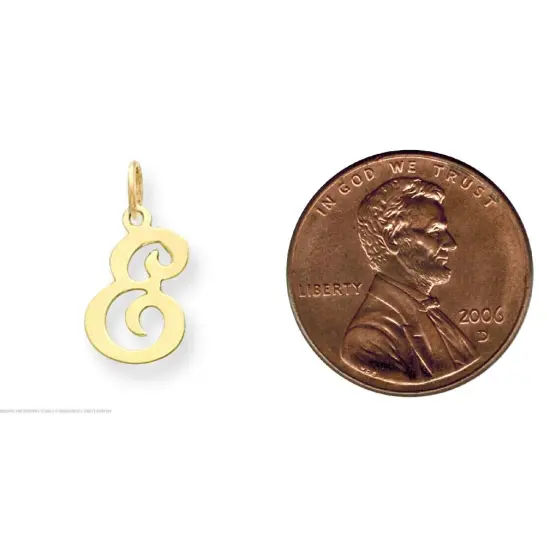 14K Gold Polished Fancy Initial Letter E Charm Pendant Jewerly 20mm x 11mm {2}