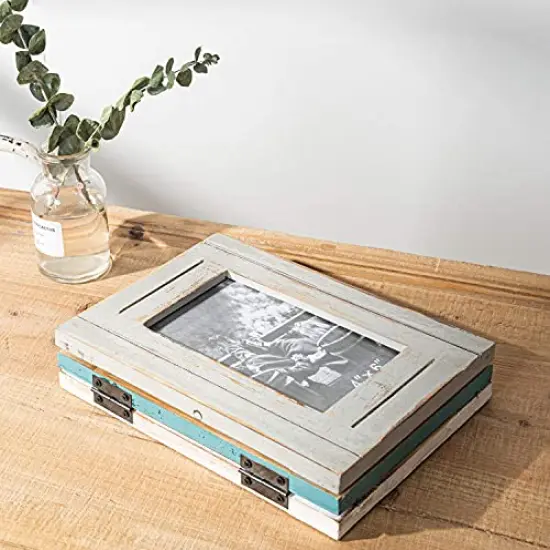 Rustic Trifold Picture Frame 3 Folding 4X6 Hinged Triple Distressed Photo Frame for Home Office Desk, Gift for Halloween, Thanks Giving Day, Christmas, New Year, Birthday, Anniversary, Mother's Day {3}