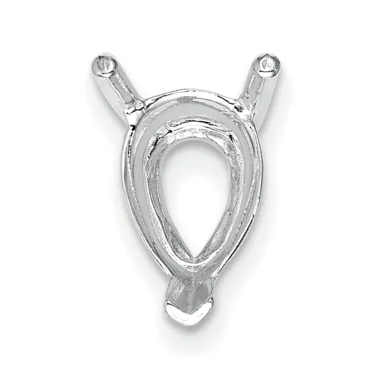 14K White Gold 3 Prong Pear Airline V-End Setting 5x3mm {2}