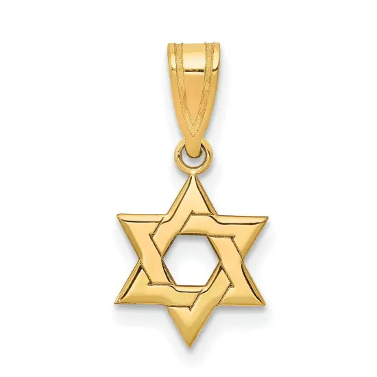 14K Yellow Gold Star of David Pendant Charm Jewelry 17mm x 10mm {1}