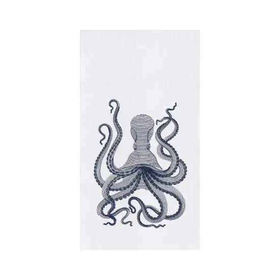 Blue Octopus Flour Sack Kitchen Towel Dishtowel {1}