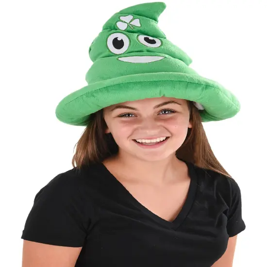 Saint Patrick's Day Green Poop Emoji Emoticon Plush Hat Costume Accessory {1}