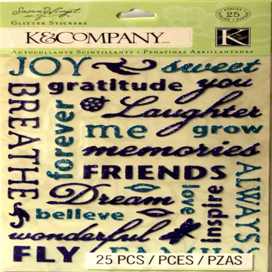 K & Company Susan Winget Botanical Word Glitter Stickers {1}
