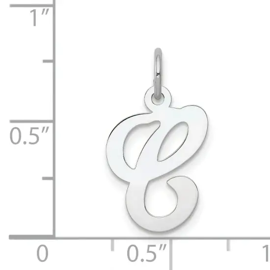 14K White Gold Polished Fancy Initial Letter C Charm Jewerly 20mm x 11mm {4}