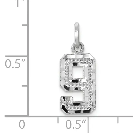14K White Gold Small Number 9 Charm Pendant FindingKing Jewerly 19mm x 7mm {4}
