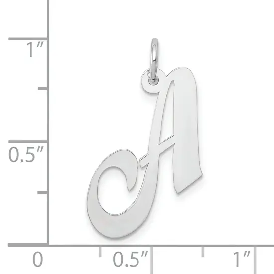 14K White Gold Medium Fancy Script Initial A Charm Jewerly 20mm x 21mm {4}